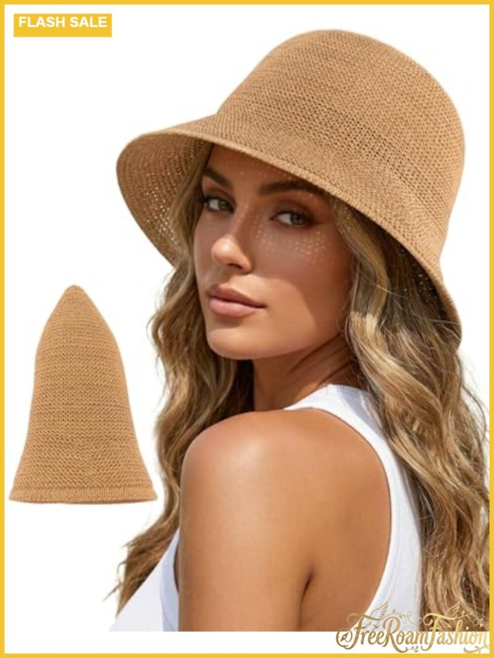 Paper Polyester Bucket Sun Hat Packable Breathable Beach Travel